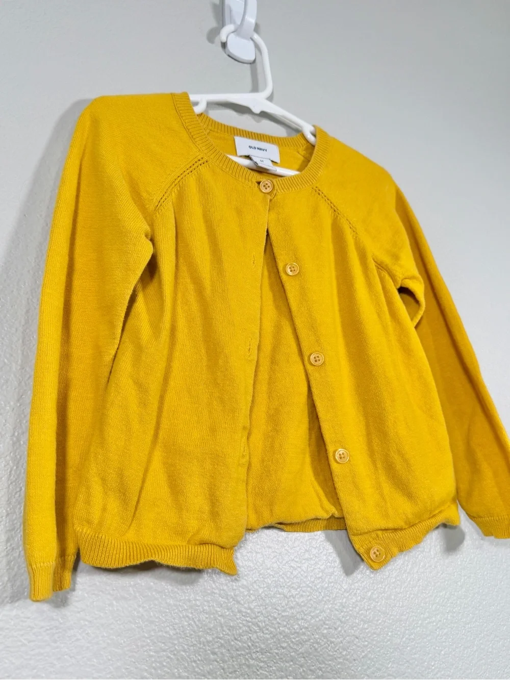 Old Navy Cardigan Yellow Mustard Knit Button-Front Crewneck Fall Sweater Girl 5T